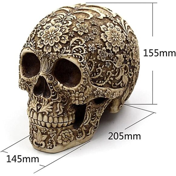 Creative Skull Flowers Sculpture 81 Inch Human Head Skeleton Halloween Decor - Picture 3 of 5